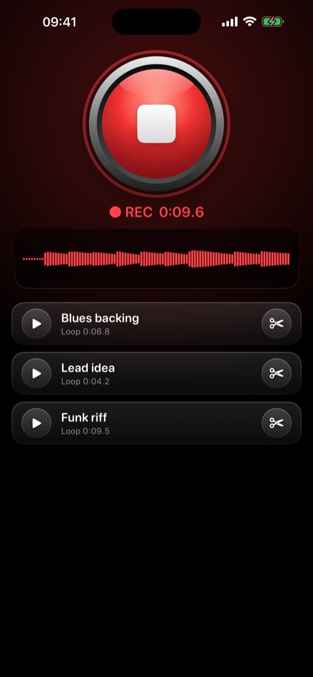 Recording with a live waveform