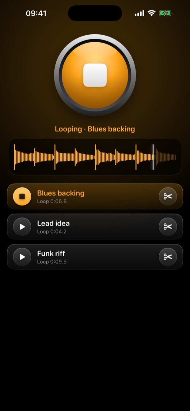 A loop playing with a moving playhead